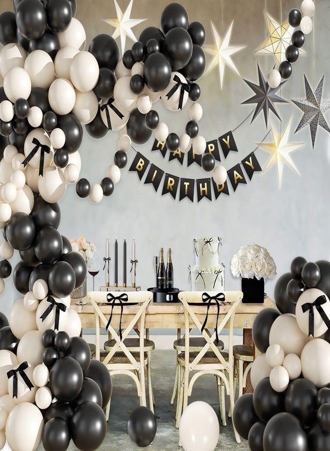 LANGASQUE Black Sand White Balloon Garland Arch Kit, Coquette Birthday Decorations 158Pcs Black Bow Long Balloons Sand White Balloons Different Size for Wedding Bridal Engagement Bachelorette Party Decorations - Image 3